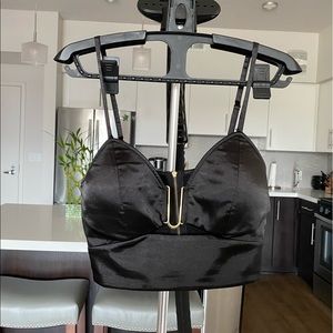 Black crop top - gold accents, G by Guess